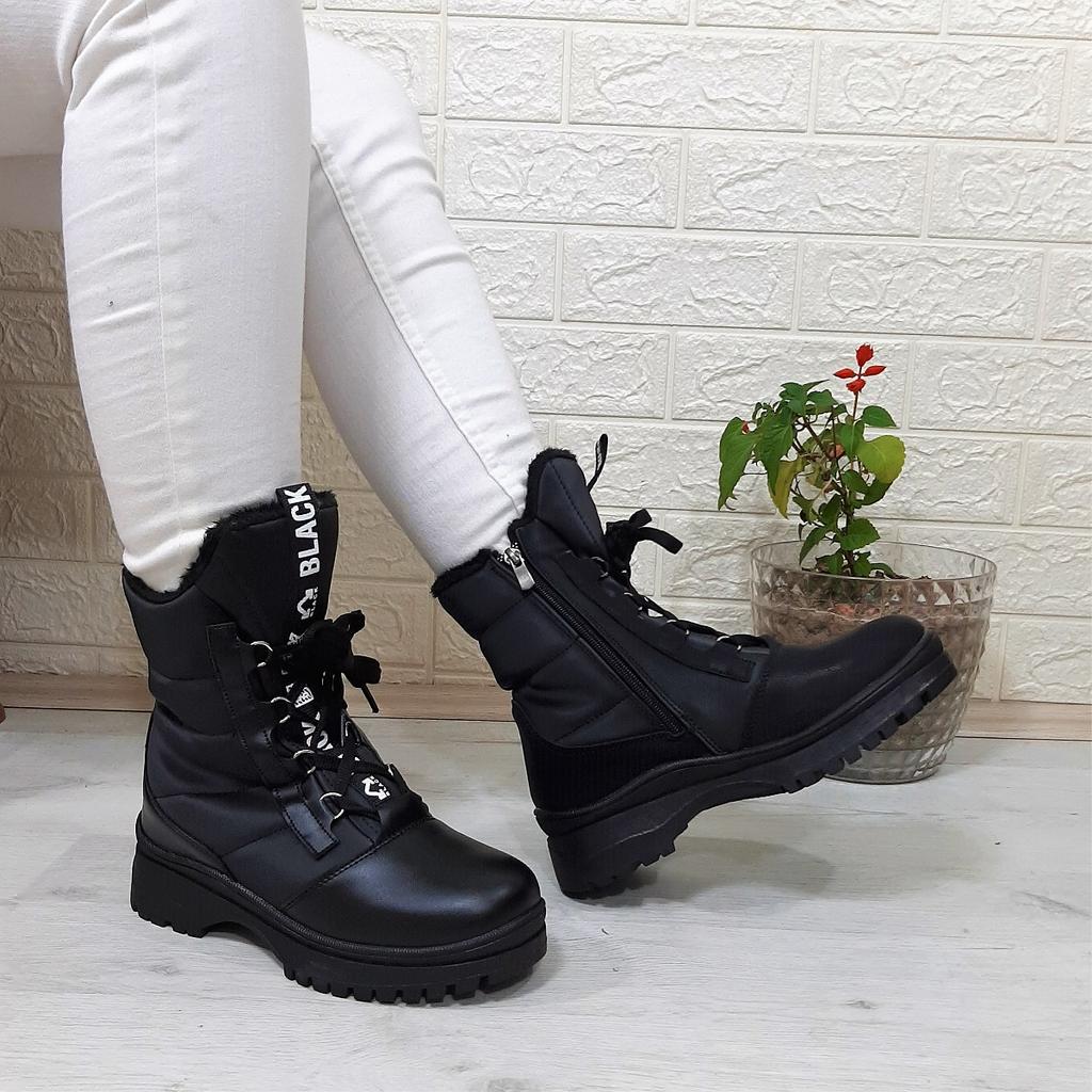 Twingo 875 Черные женские ботинки Nova на молнии с мехом внутри