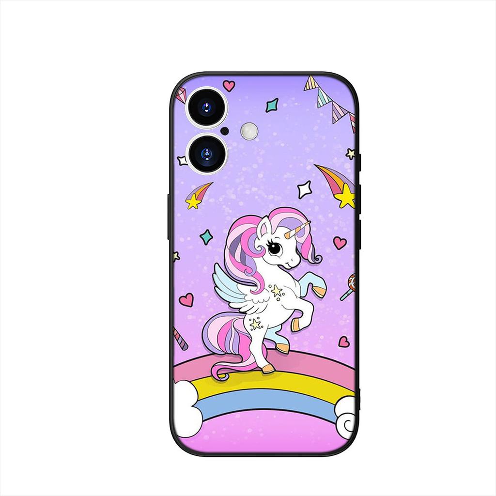 Cute Pink Unicorns Rainbow Cover Phone Case for Apple iPhone 17 16 15 11 Pro XS Max XR 6 7 8 Plus + SE 2020 5 16E