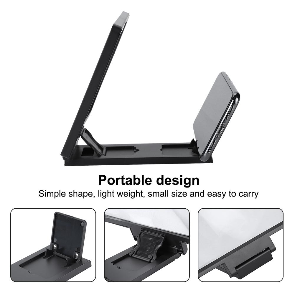 Лупа для экрана мобильного телефона, видео HD-лупа, кронштейн, увеличение экрана с динамиком (черный)