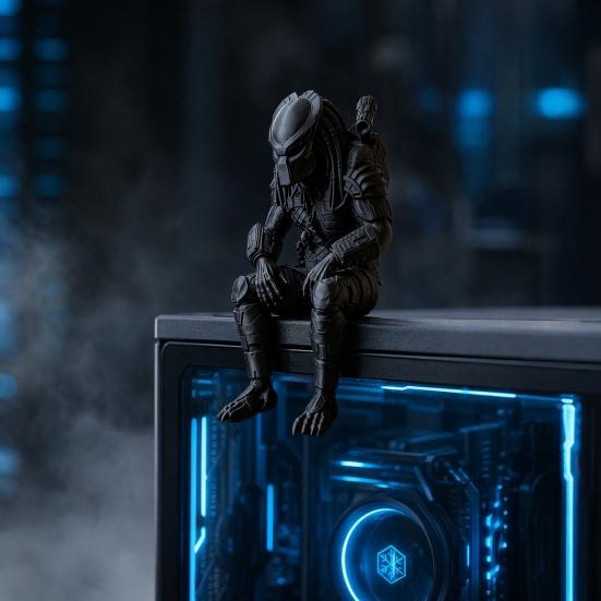 Sci-fi Mecha Figure 3D Printed Predator Figurine, Desktop Edge Sitter Statues, Mini High-precision Collectible Figure, Alien Warrior Sculpture