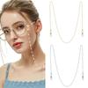Thin Imitation Pearl Sunglasses Chain Straps Lanyards Gold Color Beads Chain Splicing Style Chain Glasses Hanging Rope Holder Cord Lanyard