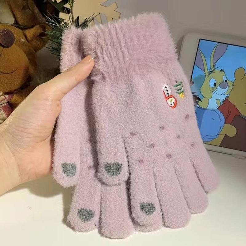 Touchscreen Plush Snowman Winter Gloves for Girls