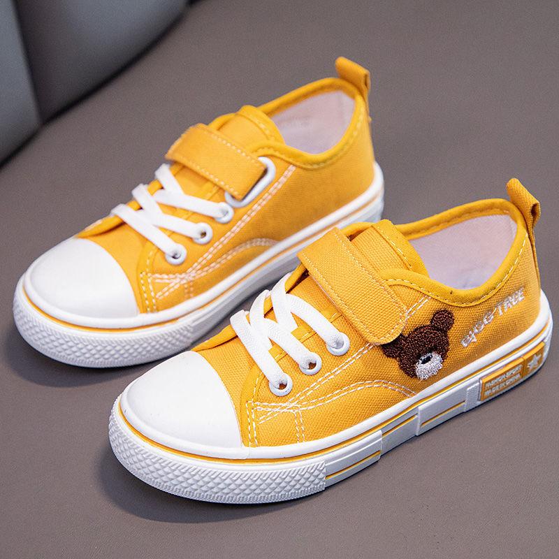 Весенние низкие кеды на мягкой подошве, детские повседневные кроссовки, детская дышащая парусиновая обувь для мальчиков и девочек с вышивкой мультфильмов