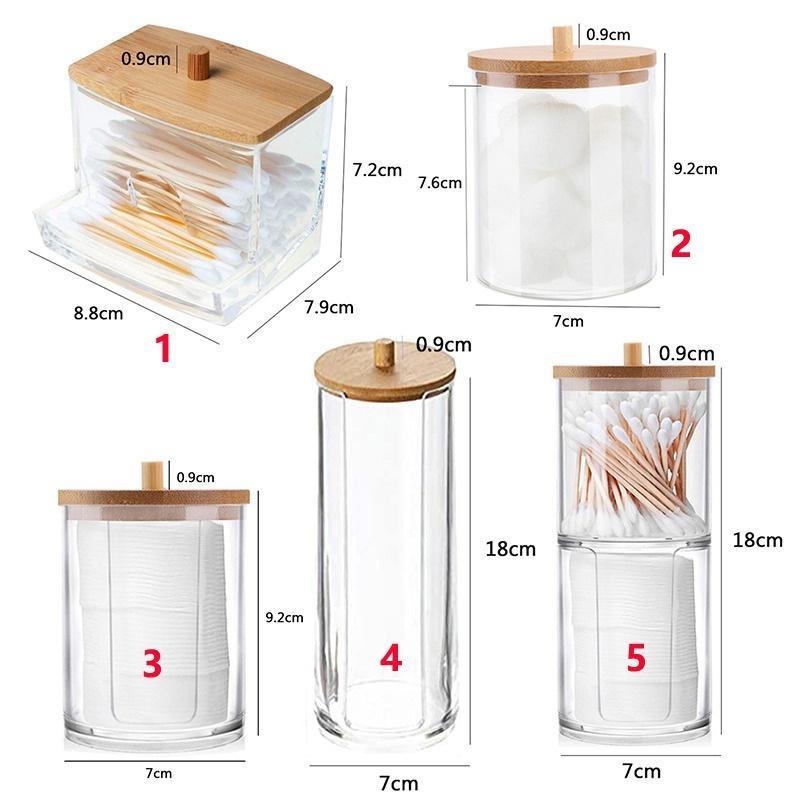 Органайзер для косметики, контейнер для хранения косметики, баночка для ванной, ватные палочки, ватные диски, органайзер для украшений, бамбуковый чехол, круглый контейнер для хранения