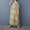 Ladies' V-neck Vintage Long Skirt Cotton Linen Dress