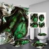 4Pcs Luxury Marble Shower Curtain Sets Bathroom Decor Sets with 12 Hooks Bath Mat Toilet Lid Rug and Non-Slip U Shape Mat