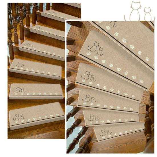 Коврик для ступеней Yousheng с рисунком из мультфильма, без остатков, простая установка, противоскользящие поверхности, напольный коврик, защитная накладка для деревянной лестницы