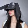 Rabbit Ripped Denim Baseball Cap Puppy Bunny Ears Snapback Cap Chains Doberman Ears Hat  Girl