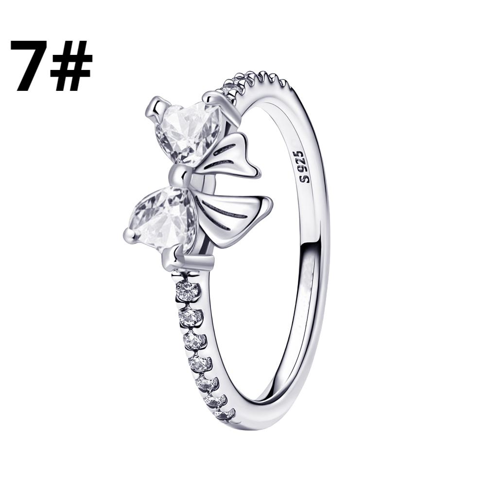 925 Silver Charms Colorful Bow Set Earrings Ring Beads Pendant for Women Bracelets Necklaces DIY Jewelry Gift