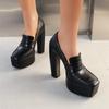 Sexy 14cm High Heels Pumps Shoes Woman Platform Vintage Black Brown Heeled Dance Party Wedding Office Shoes Ladies Large Size