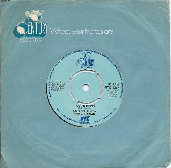 7-дюймовая пластинка COTTON, LLOYD & CHRISTIAN - I Go To Pieces / Mr. Рок-н-Ролл BTC2217 20 век Re 1975 Великобритания Рок Б/у
