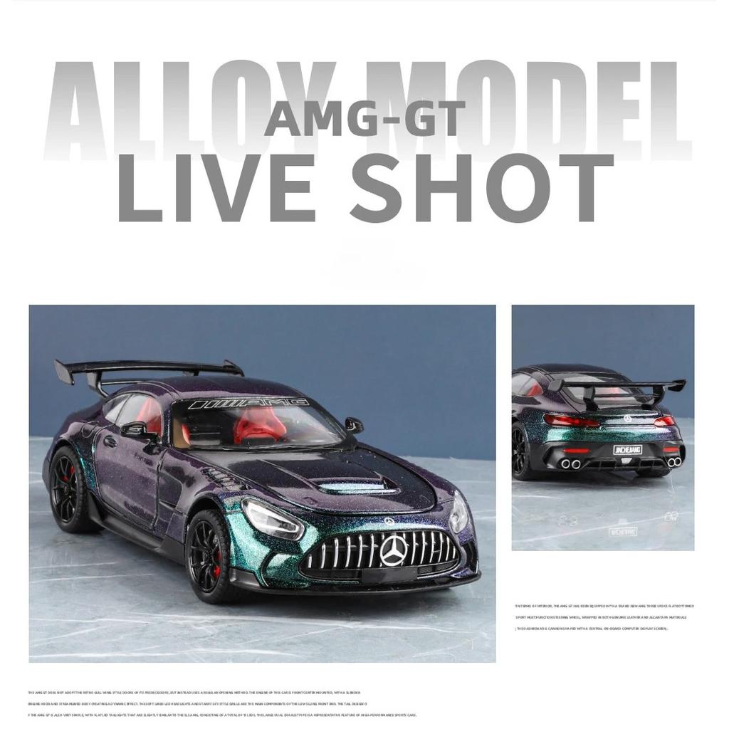 1/24 Mercedes Benzs AMG GT Alloy Miniature Car Diecast Metal Scale Model Car Sound and Light Collection Children Toy Vehicles Gifts