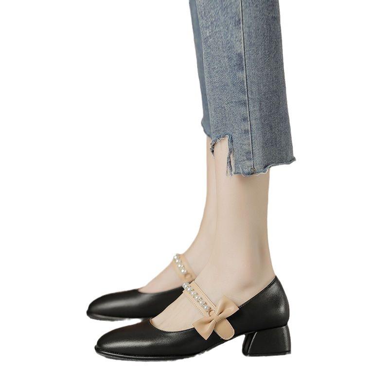 Туфли на высоком каблуке женские толстые каблуки с юбкой ципао новые китайские кожаные туфли квадратной формы французские туфли Мэри Джейн