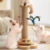 Wear-resisting Cat Climbing Frame with Anti Slip Pad Turntable Hemp Rope Vertical Cat Scratch Pole Solid Wood Kitten Furniture