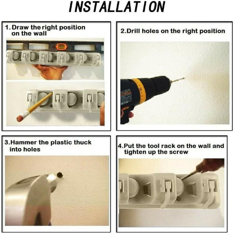 Держатель для швабры, метлы, 5 слотов, 6 крючков, органайзер для сада и гаража для организации инструментов для уборки