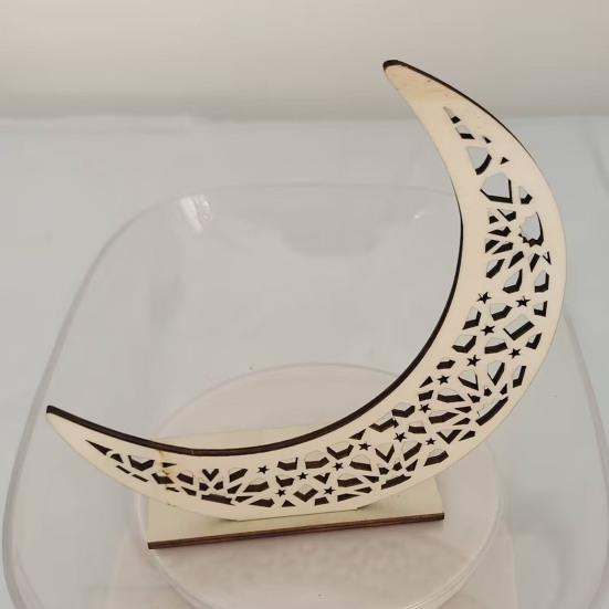 Деревянное украшение Ид, выдолбленное луна, звезда, исламская вечеринка, настольный декор, Ид Мубарак, знак для каминной доски, обеденного стола, книжной полки