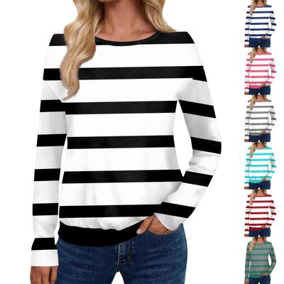 Женский модный повседневный топ с длинными рукавами и принтом, открытыми плечами и круглым вырезом