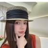 Seaside vacation salty grass woven straw hat women's flat top top top hat seaside vacation sunscreen sunshade sun hat spring and summer versatile