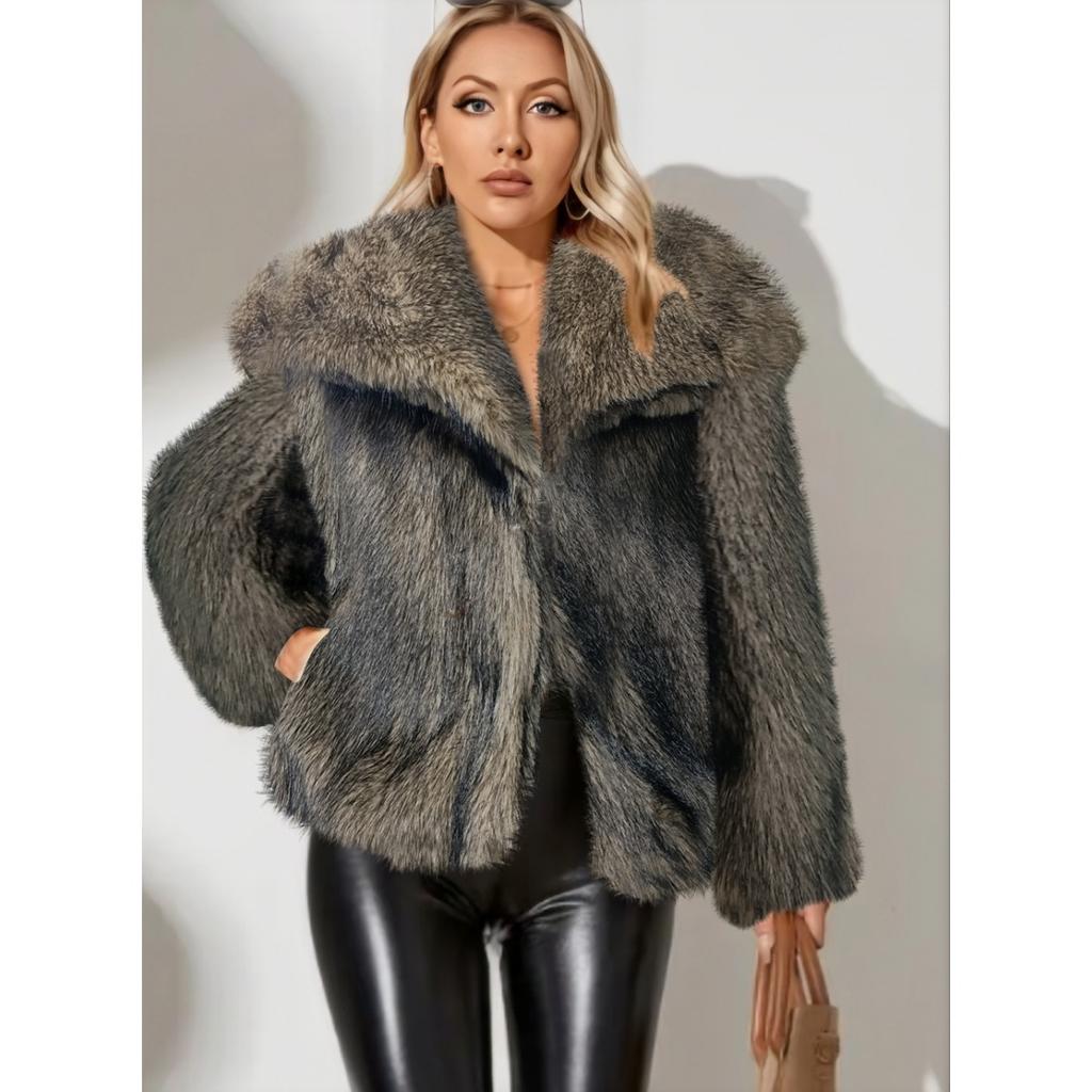 Fur Big Collar Synthetic Fur Coat Short Fashion Imitation Fox Fur Coat Fluffy Plush Women's Clothing