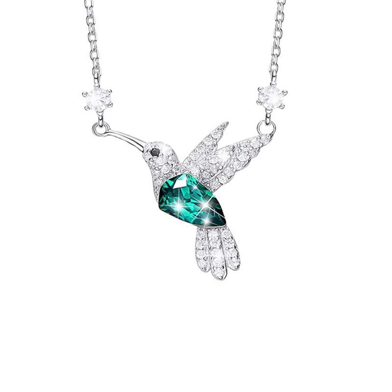 Fashion Crystal Hummingbird Pendant Necklace Exquisite Shiny Zircon Animal Choker Necklace for Women Trendy Party Jewelry Gifts