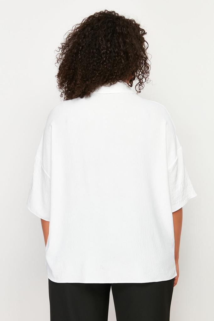 Женская рубашка больших размеров Белая тканая рубашка