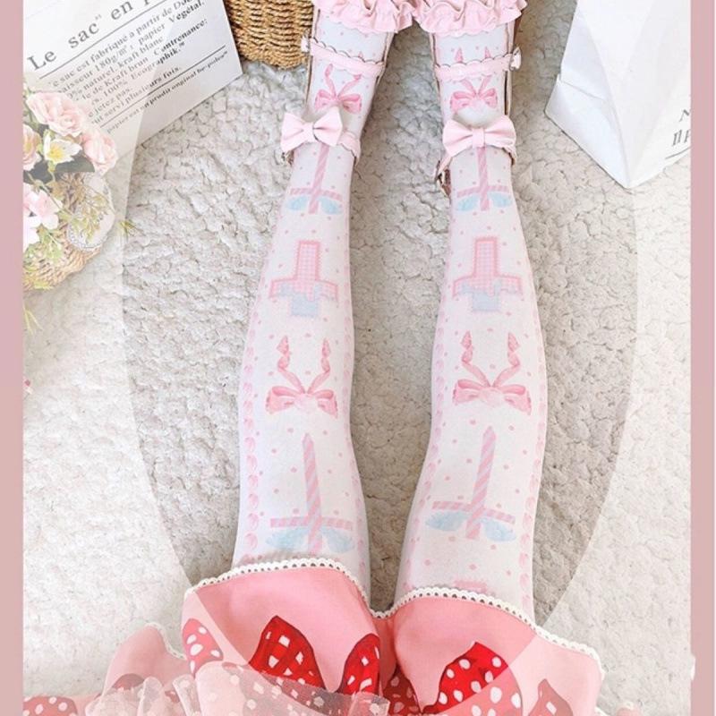 Колготки Lolita Soft Girl длиной до колена - милые летние/осенние утягивающие носки