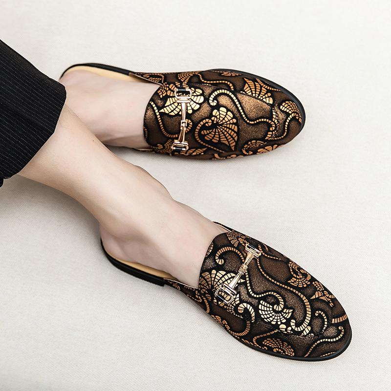 Модные новые мужские туфли, черные мужские полутапочки, высококачественная кожаная повседневная обувь, кожаные мокасины Baotou, легкие сандалии на плоской подошве