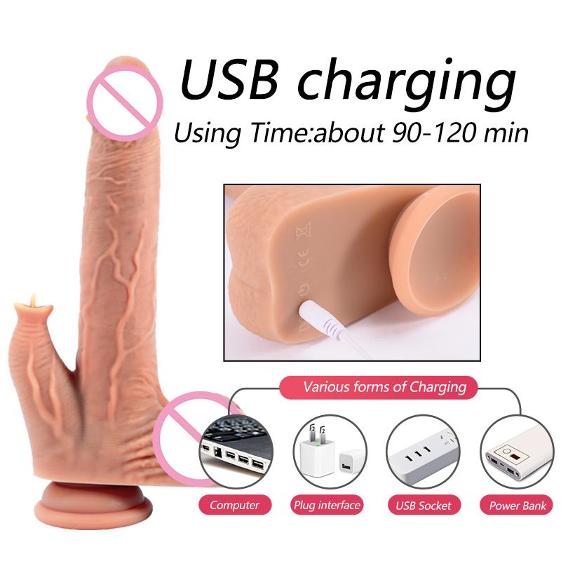 Телескопический пенис для облизывания языка с проводным дистанционным управлением, стимулятор клитора точки G, подогрев, большой фаллоимитатор, вибратор с присоской
