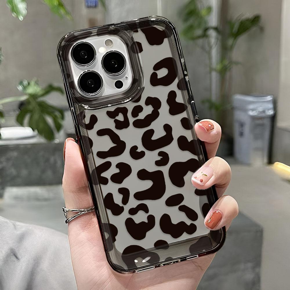 Прозрачный чехол для iPhone 17 Air 16 15 14 13 12 11 Pro Max Funda Черный леопардовый принт для iPhone 16 15 17 Силиконовый прозрачный чехол