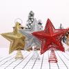 Three Dimensional Five Pointed Star Christmas Tree Top Gold Glitter Iron Decorations Christmas Window Scene Layout