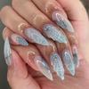 Wholesale Popular Wearable Nail Tips, Cool-toned 3D Water-drop Shell Manicure Almond-shaped Artificial Nails