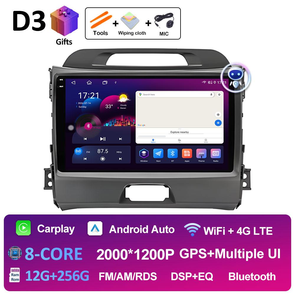 Автомагнитола для KIA Sportage 2010 2011 2012 2013 - 2016 Радиоплеер Интеллектуальная система Беспроводной Carplay Вентилятор охлаждения WIFI БЕЗ 2 din