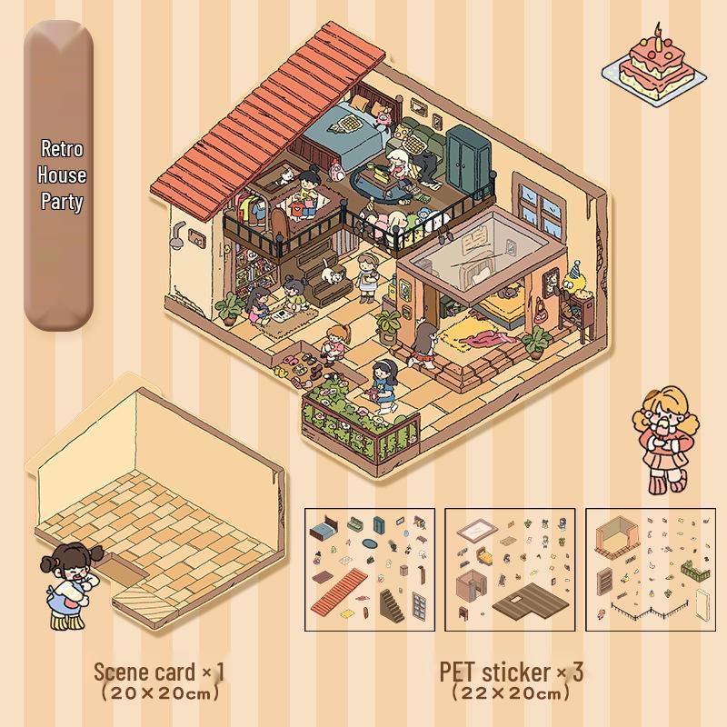 3D Наклейки для ландшафтного дизайна кабины: Большая корейская миниатюрная сцена для DIY, милый декор для хранения.