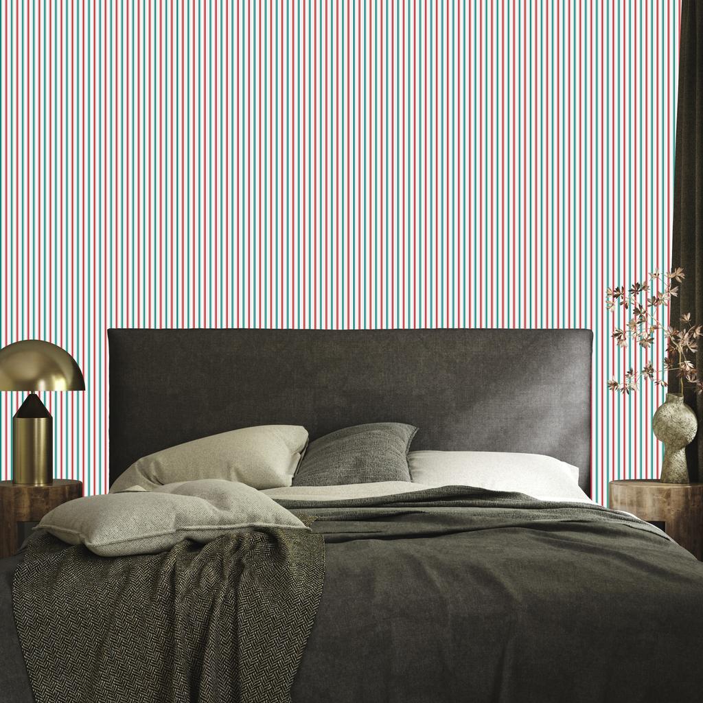Wallpaper Stripes Coral and Mint for Living Room and Bedroom 50x1000