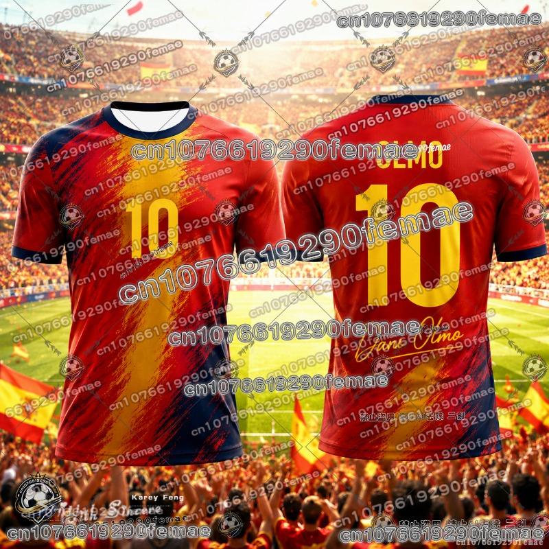 Spanish-style Summer 3D Printed Football Jersey T-shirt Loose and Comfortable Recommended for Sports Wear