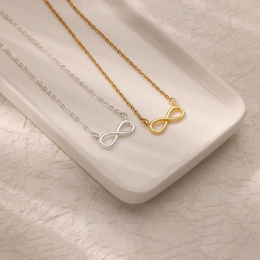 Niche Design Simple Collarbone Chain Female Infinity Symbol Individual Cold Wind Geometric Necklace Transshipment Word Pendant