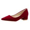 Fashion French Red Wedding Shoes for Women 2024 Spring/Summer/Autumn New Pointed Thick Heels Not Tiring Feet Bride Shoes
