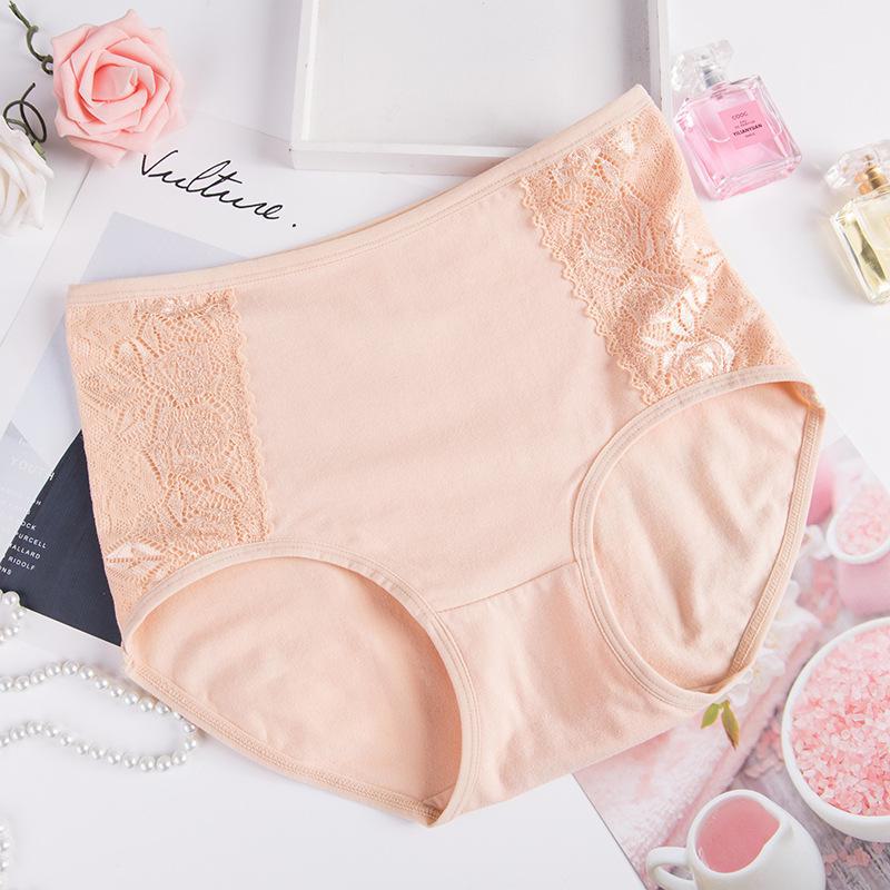 Женские кружевные трусы с высокой талией из чистого хлопка [90-170 фунтов]