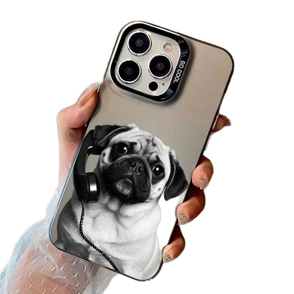Чехол для телефона Собака Подходит для Apple 15 Цвет Серебристый iPhone14promax Креативный 13/11 Матовый 16 Защитный чехол 17