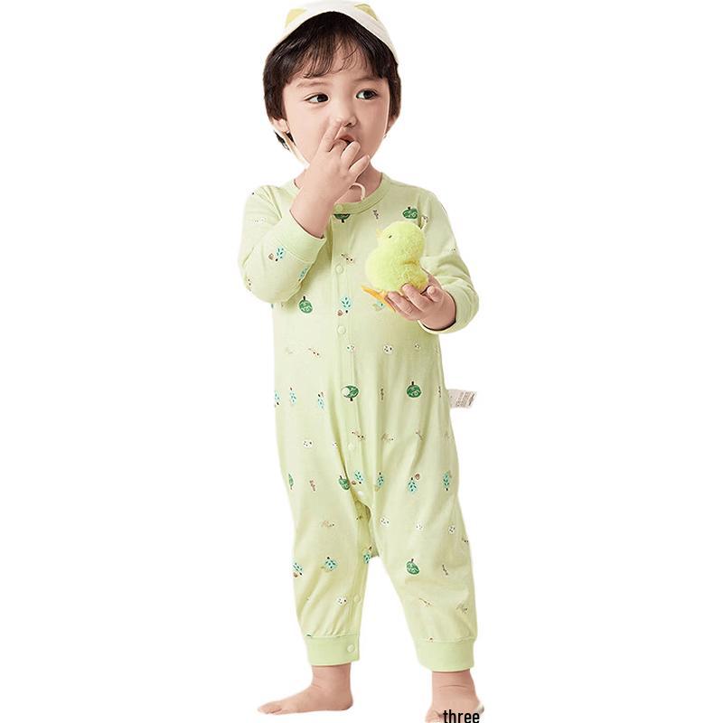 Balabala Baby 100% Cotton Long Sleeve Snap-Crotch Romper