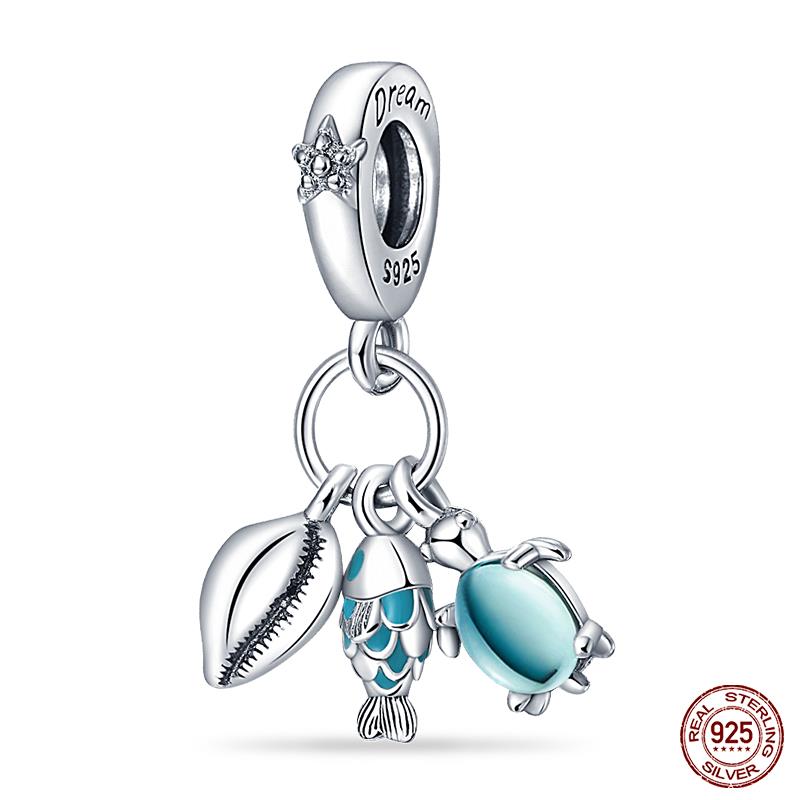 Серия Океан - Оригинальные Настоящие Медные Шармы Бусины Черепаха Краб Русалка Подходят Для Браслета 3 мм DIY Изготовление Подвеска