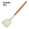 3Pcs/set Non-Stick Silicone Spoon Shovel Heat Resistant Non-slip Cooking Turner Spatula Colander Beige Kitchen Utensils Cookware