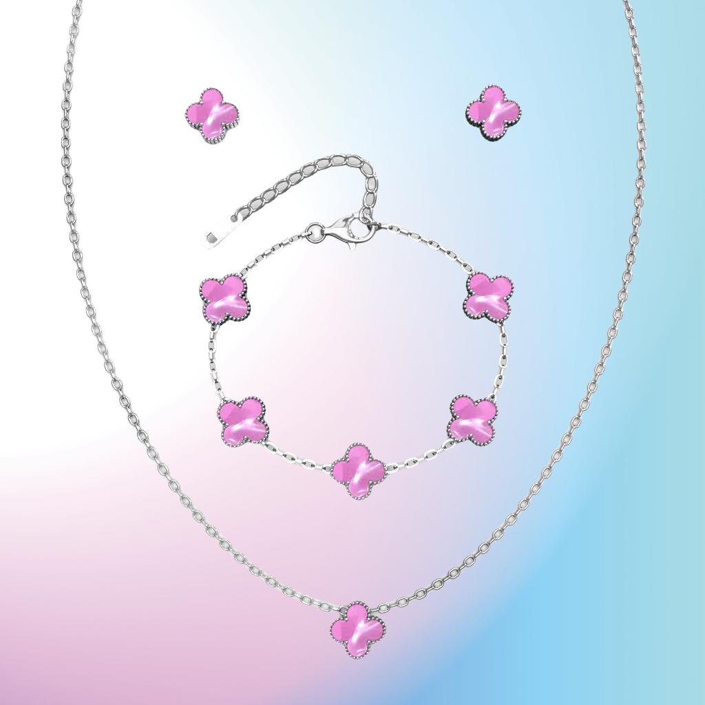 3 шт. универсальный комплект из нержавеющей стали с клевером, женский комплект ожерелья, браслета для ушей, персонализированных аксессуаров