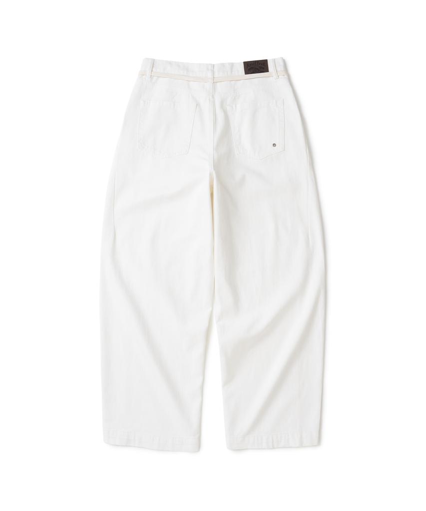 KNITTED Outstring Curved Cotton Balloon Pants White