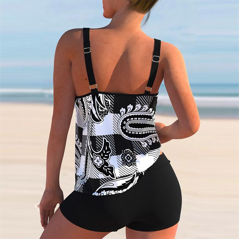 Женские модные многослойные купальники на бретельках с принтом