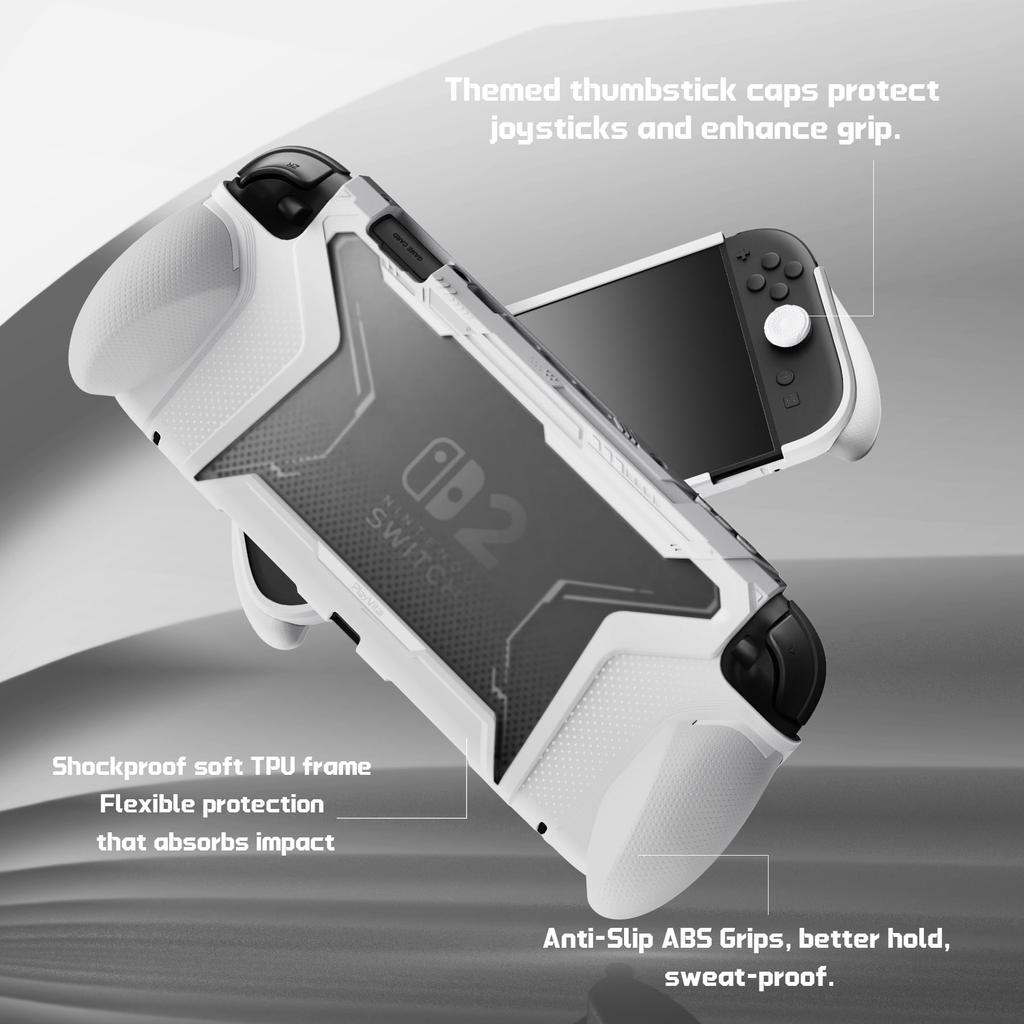 PlayVital Nintendo Switch 2 Protective TPU Case Cover with Interchangeable Charging Dock Thumb Grip Ergonomic Improved Grip BEYOND-GRIP (2025) Grips,