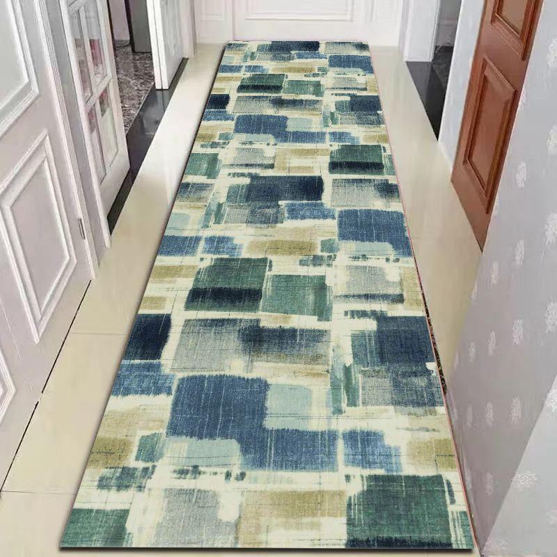 Modern Ikat Geometric Hallway Runner Rug, Non-Slip Washable Floor Mat for Home Decor