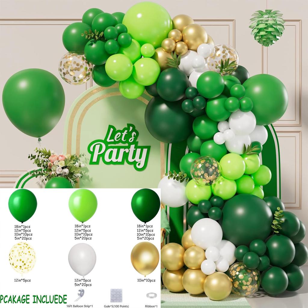 Mori Set Green Latex Balloon Chain Set Vintage Themed Birthday Party Decorative Jungle Set