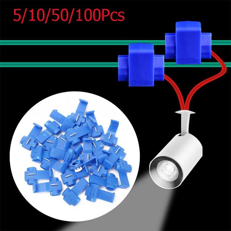5/10/50/100Pcs Quick Fixing Lock Splice Terminals Common Electric Wire Blue Block Quick Connectors