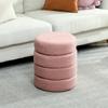 Stool, round, teddy fleece, up to 120kg, diameter 40x45H cm, Pink